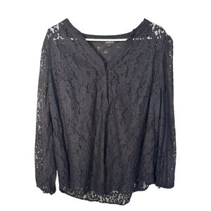 Torrid Sheer Black Lace Top Size 1X